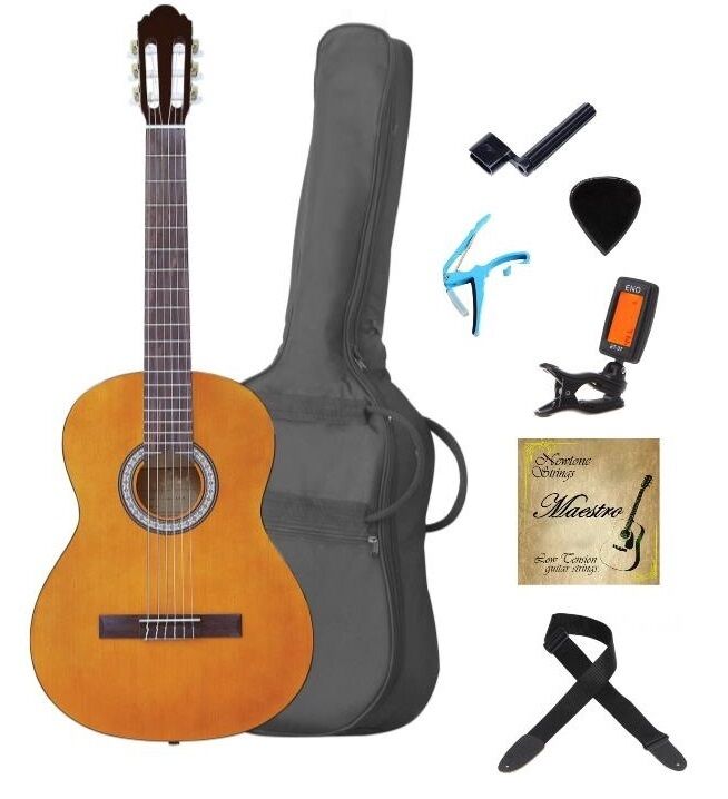 Maestro Classic 4 4 Full Size Deluxe Beginners Classical Guitar
