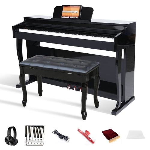 Maestro MDP600PB 88-Key Hammer Action Intelligent Digital Piano Sliding Lid (Polished Black) - Bluetooth-Bench Not Included