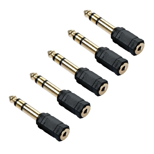 Maestro 5-Pack Stereo Headphone Adapter - 3.5MM STEREO Female TO 6.5MM Male STEREO CONVERTER